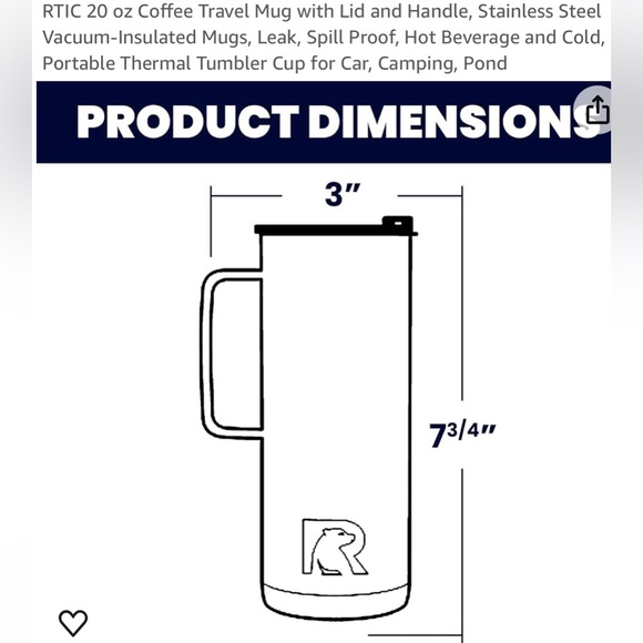 ARTIC 20 oz Coffee Travel Mug with Lid and Handle, Stainless Steel - Picture 6 of 6